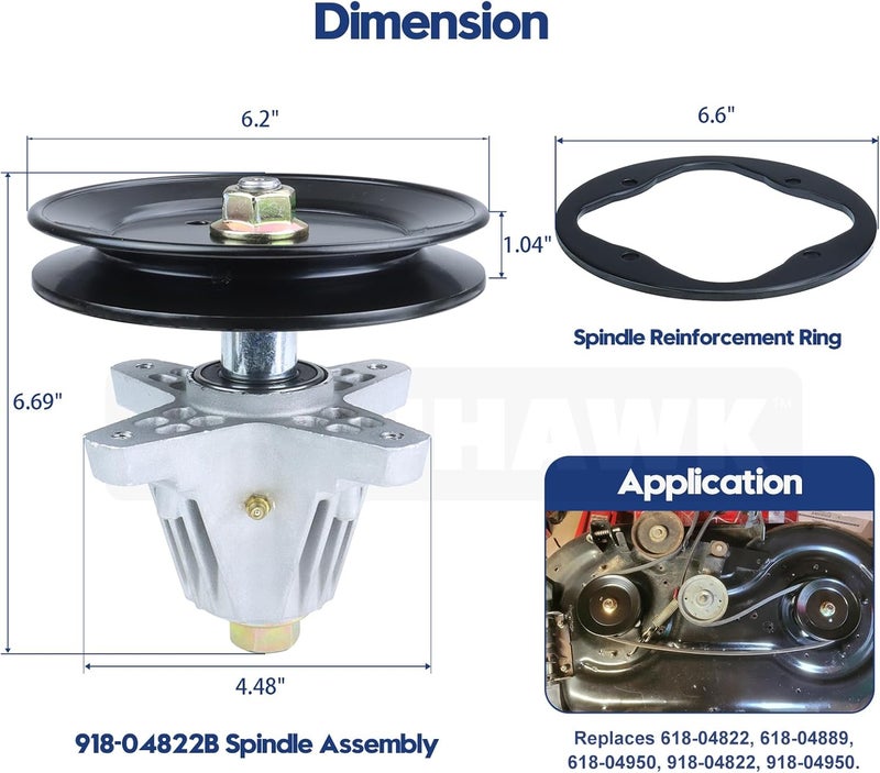 GUSUHAWK 2 Pack Pre-Greased 918-04822B Spindle with Reinforcement Ring Replaces 918-04822A, 91804822B, 918-04822, 618-04822A, 618-04822B for LTX 1040, LTX 1042, LT4200, LT1500, PYT9000, Z6000 Tractors - Image 3